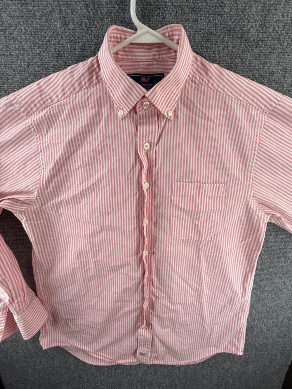 Vineyard Vines Murray Medium Striped Cotton Button-Down Pink Men Long Sleeve